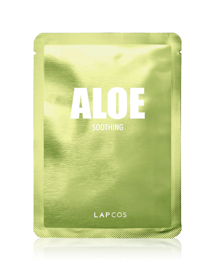Lapcos aloe soothing sheet mask packaging on a white background