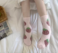 Strawberry Fluffy Socks